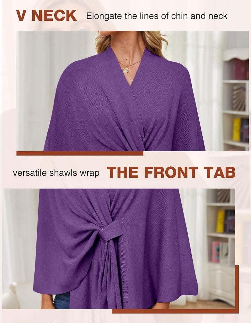 Puli Women's Elegant Shawl Wraps Soft Open Front Poncho Sweater for Spring Fall Winter - Image 5